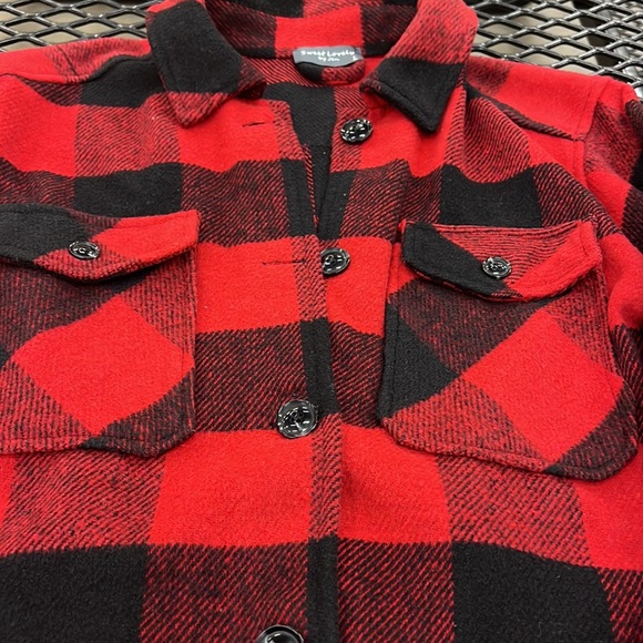 Sweet Lovely by Jen red black buffalo plaid l shacket coat Large - Picture 11 of 14